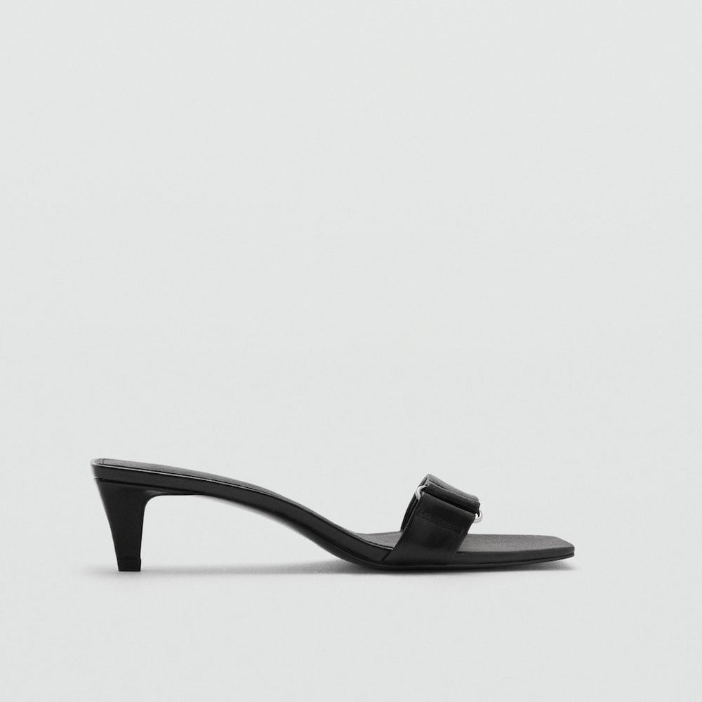 Mango MNG HEEL LEATHER SANDALS Black real leather shoes NWT New - Picture 5 of 9